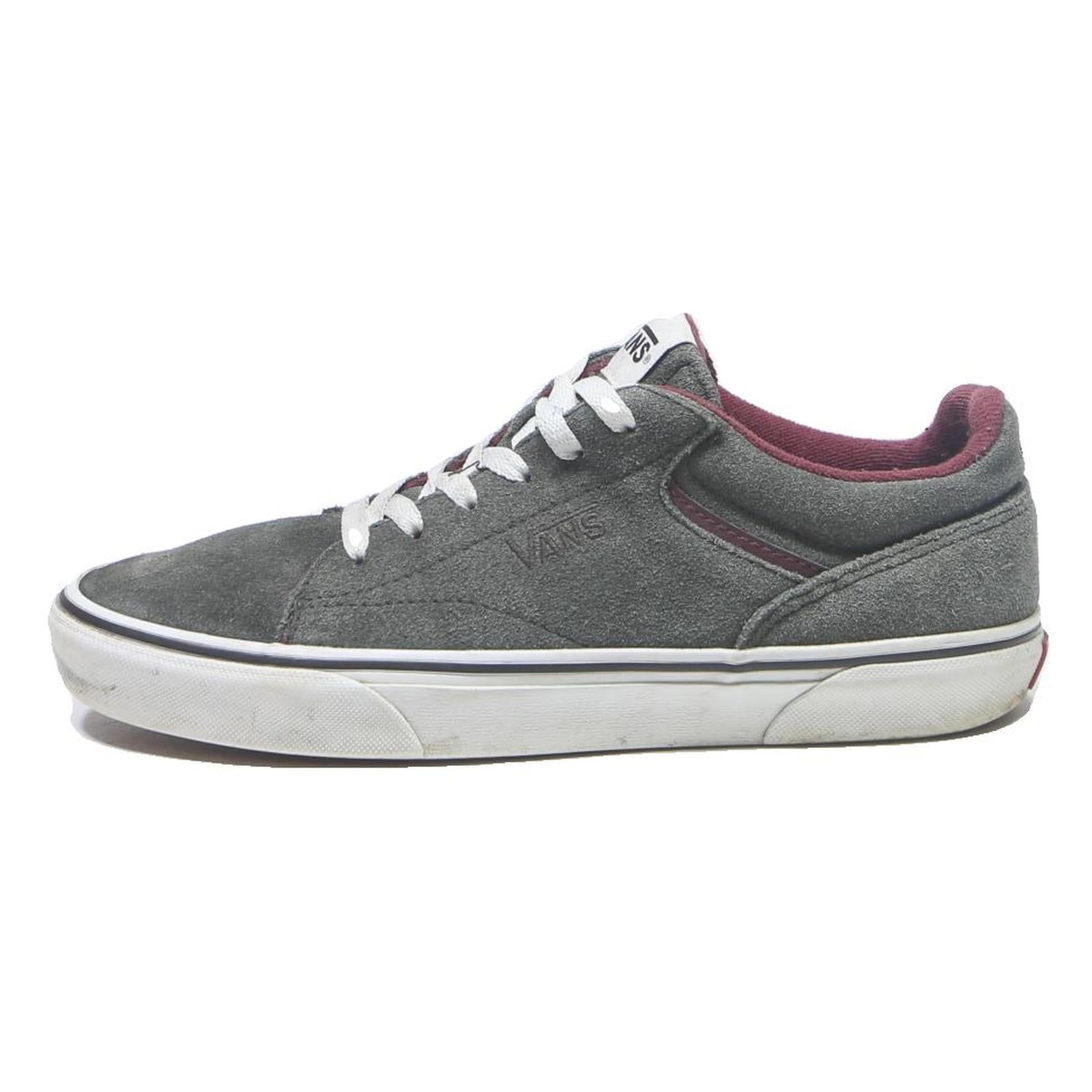VANS Mens Canvas Lace-Up Trainers Grey Burgundy UK 6.5 Comfortable Casual
