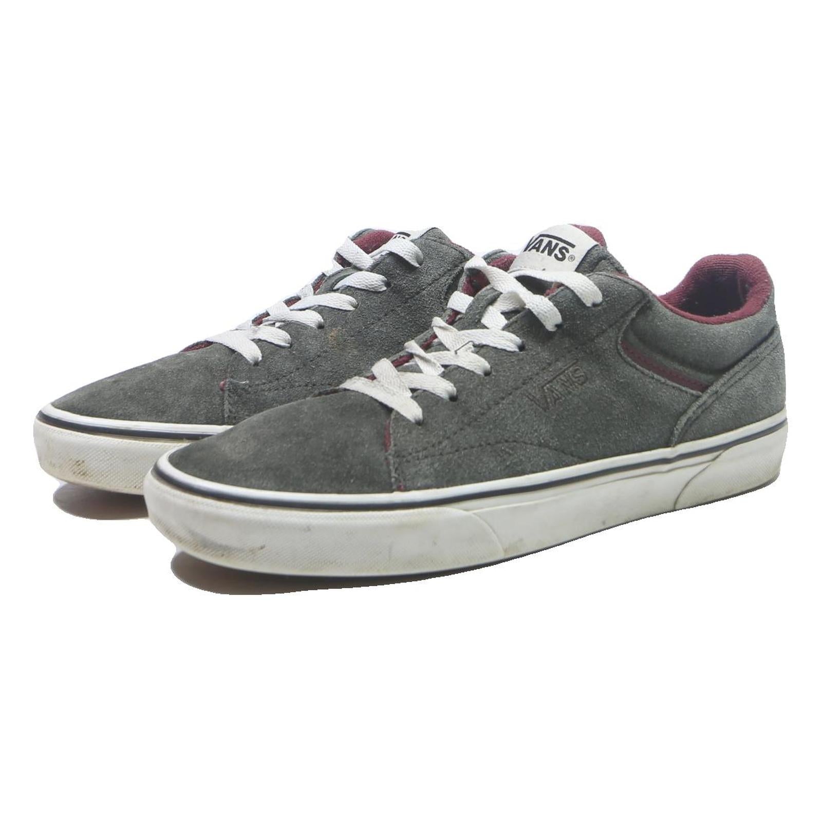 VANS Mens Canvas Lace-Up Trainers Grey Burgundy UK 6.5 Comfortable Casual