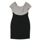 HOBBS LONDON Womens Cream & Black Bodycon Woven Short Sleeve Knee Length Dress