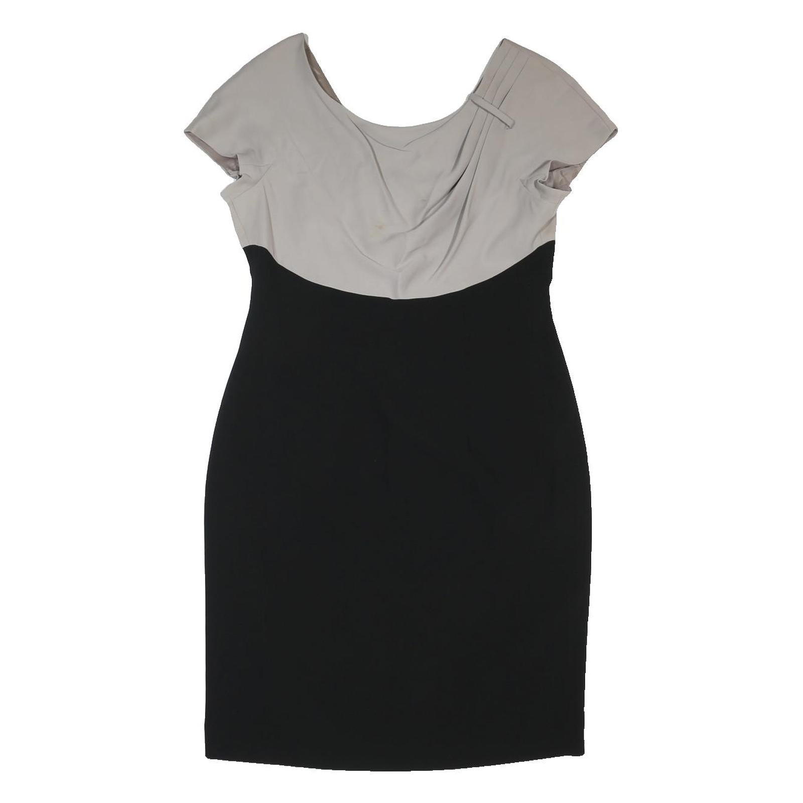 HOBBS LONDON Womens Cream & Black Bodycon Woven Short Sleeve Knee Length Dress