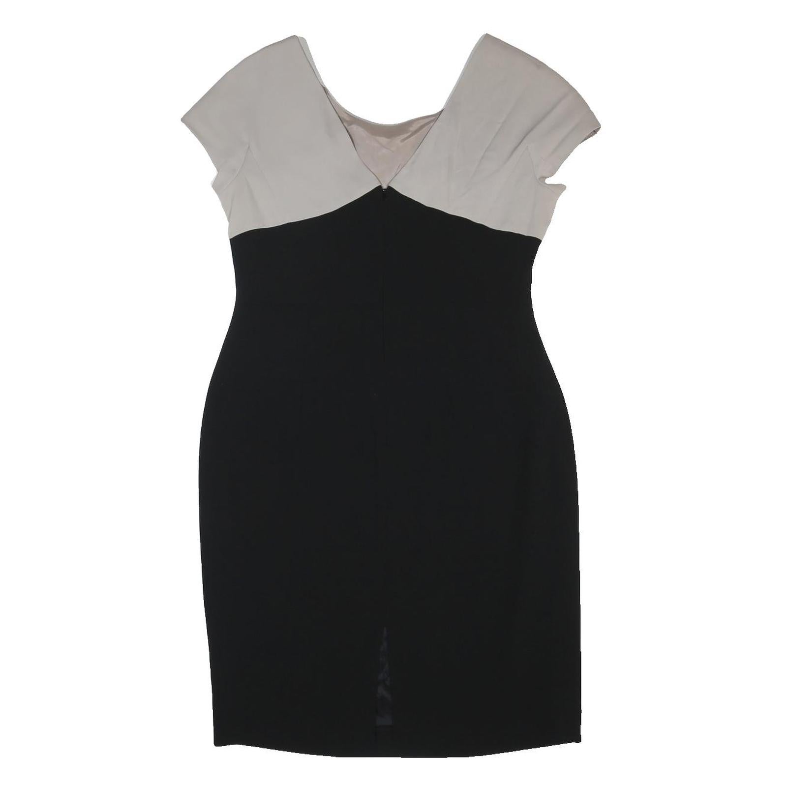 HOBBS LONDON Womens Cream & Black Bodycon Woven Short Sleeve Knee Length Dress
