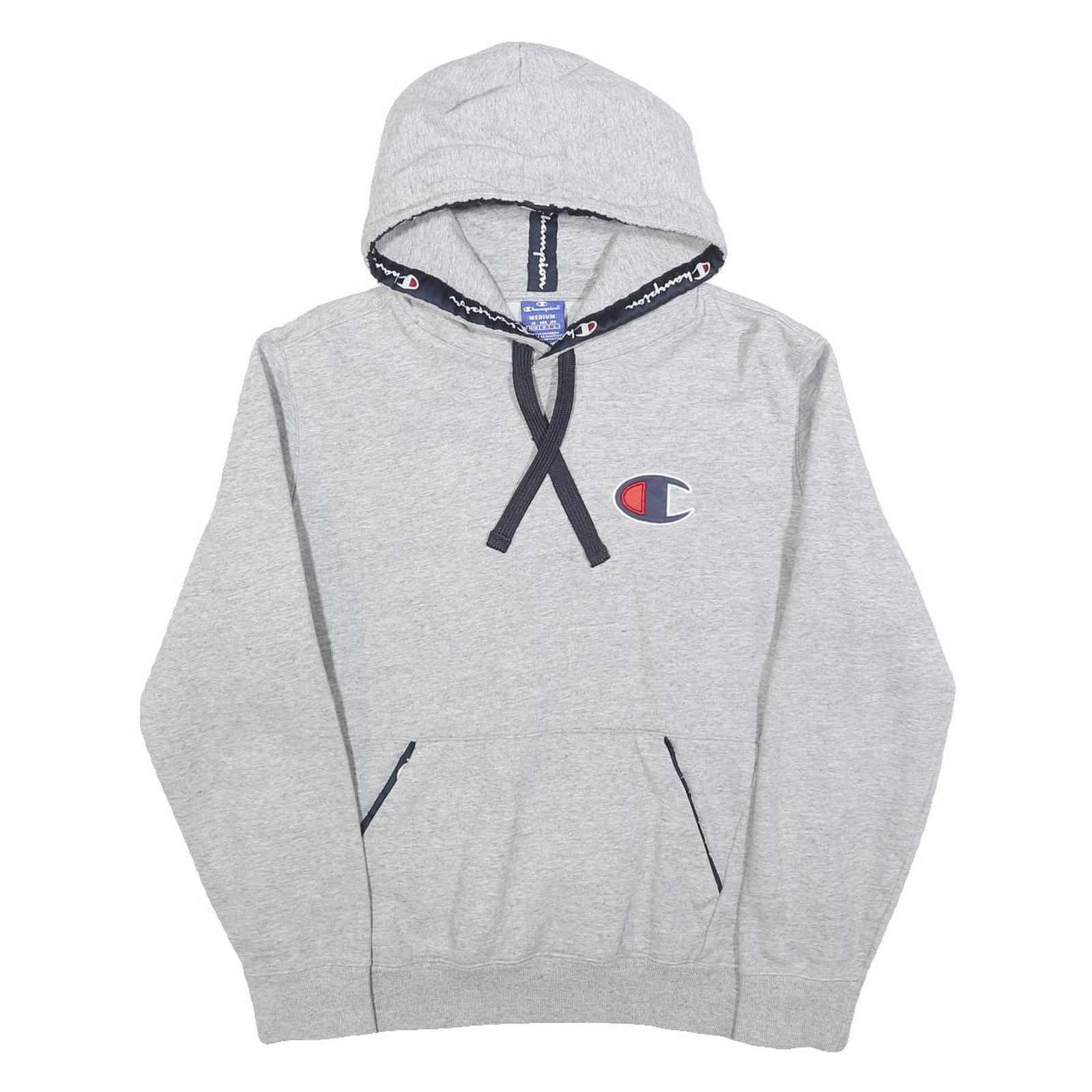CHAMPION Mens Grey Hoodie M Cotton Blend Pullover Hooded Sweatshirt