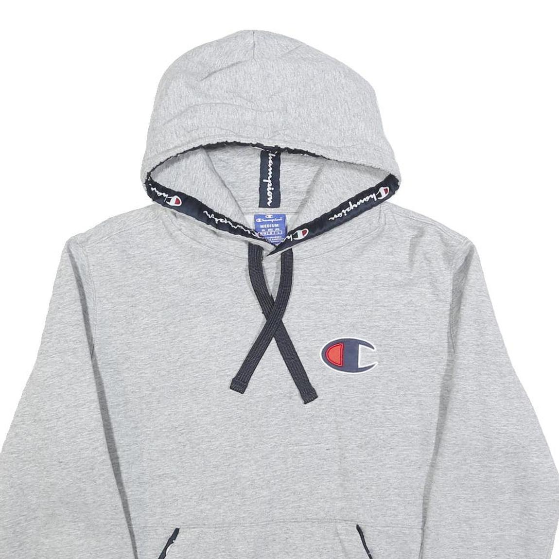 CHAMPION Mens Grey Hoodie M Cotton Blend Pullover Hooded Sweatshirt
