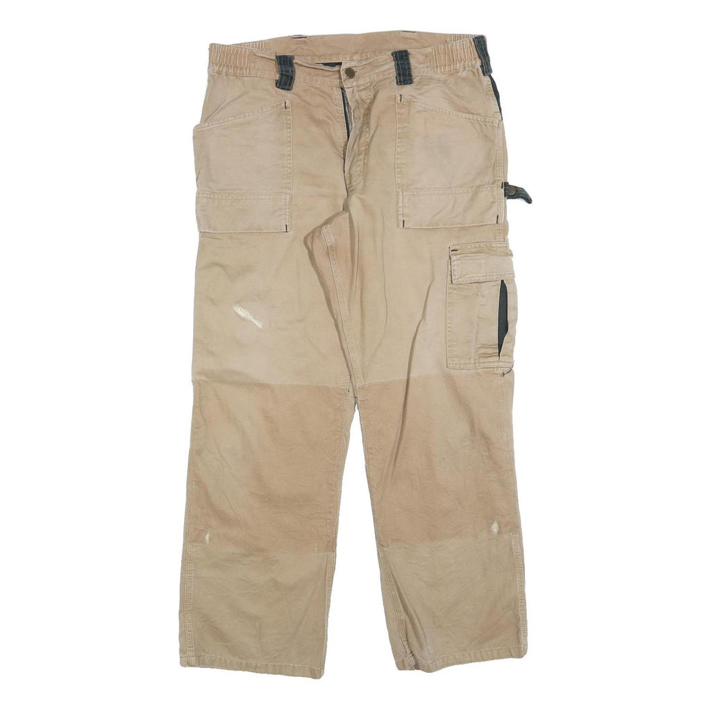 CARHARTT Mens Relaxed Beige Workwear Cotton Blend Trousers W32 L30 Utility Zip