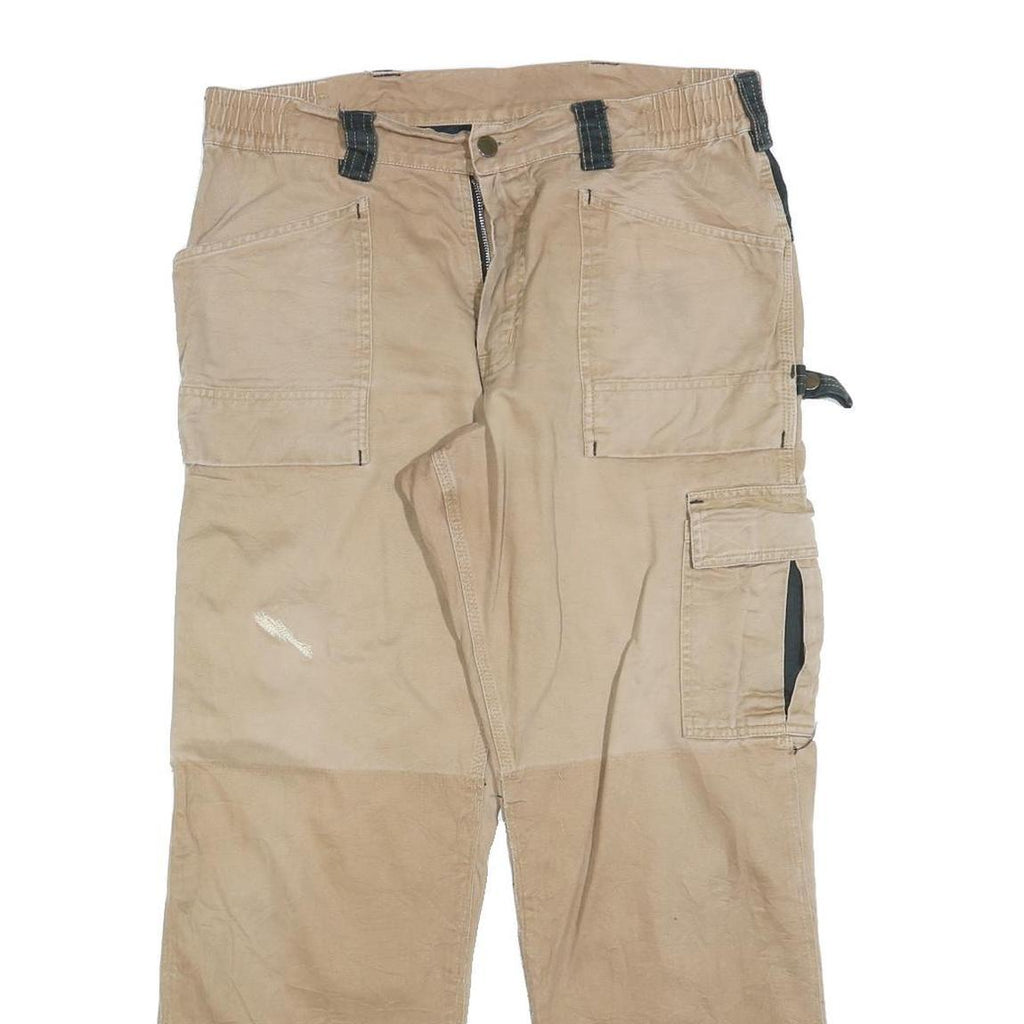 CARHARTT Mens Relaxed Beige Workwear Cotton Blend Trousers W32 L30 Utility Zip