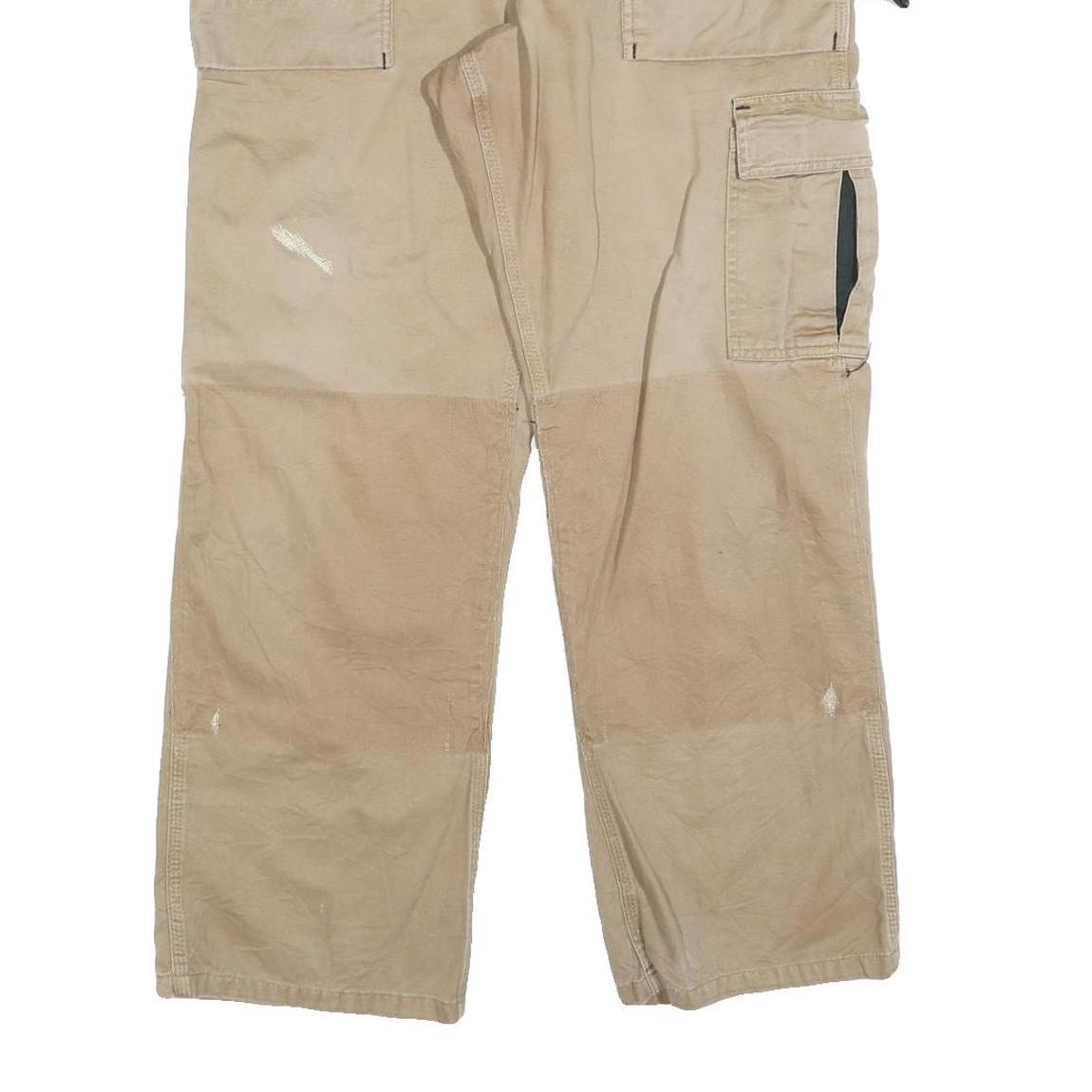 CARHARTT Mens Relaxed Beige Workwear Cotton Blend Trousers W32 L30 Utility Zip