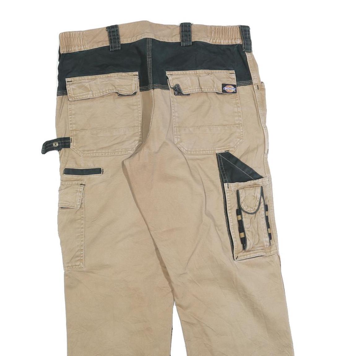 CARHARTT Mens Relaxed Beige Workwear Cotton Blend Trousers W32 L30 Utility Zip
