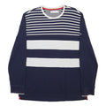 NAUTICA Mens Navy & White Striped Modern Long Sleeve Crew Neck XL Cotton Blend