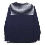 NAUTICA Mens Navy & White Striped Modern Long Sleeve Crew Neck XL Cotton Blend