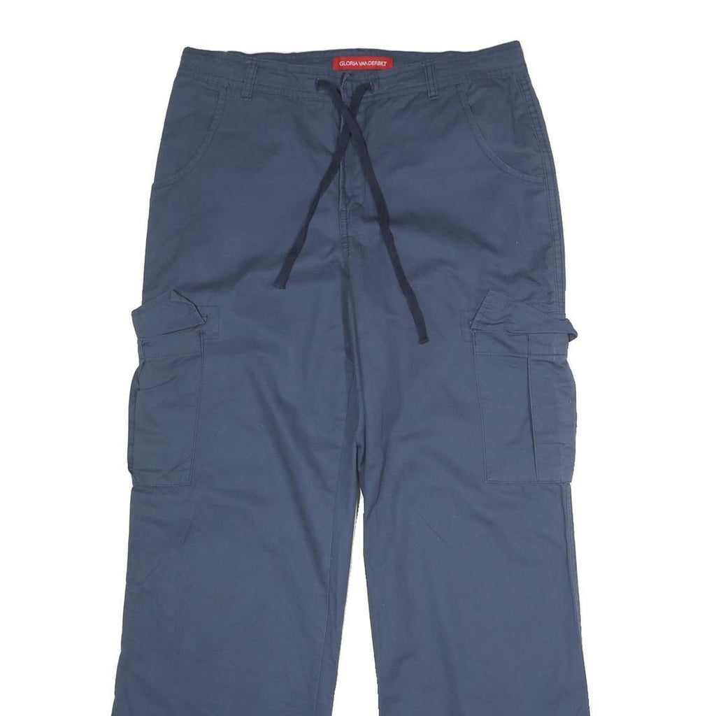 GLORIA VANDERBILT Womens Cotton Blend Blue Regular Cargo Trousers W32 L29 Casual