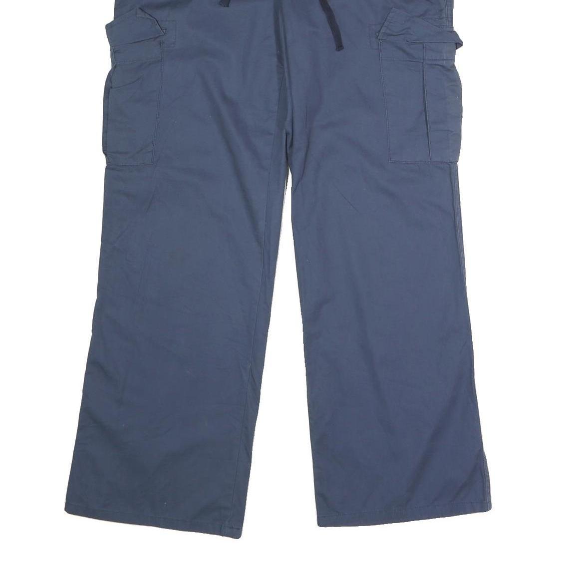 GLORIA VANDERBILT Womens Cotton Blend Blue Regular Cargo Trousers W32 L29 Casual