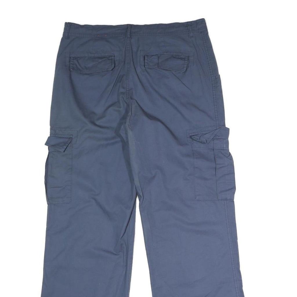 GLORIA VANDERBILT Womens Cotton Blend Blue Regular Cargo Trousers W32 L29 Casual