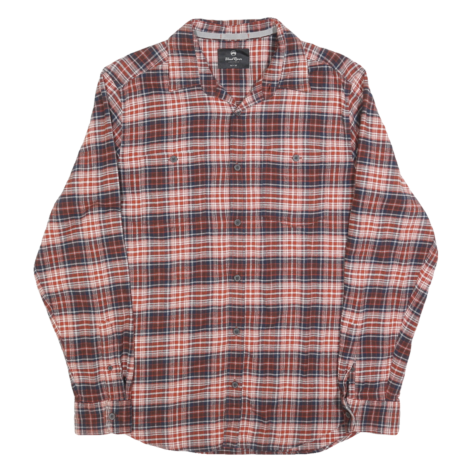WIND RIVER Mens Red & Blue Plaid Cotton Blend Shirt M Casual Long Sleeve