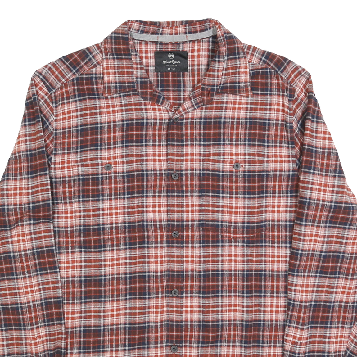 WIND RIVER Mens Red & Blue Plaid Cotton Blend Shirt M Casual Long Sleeve