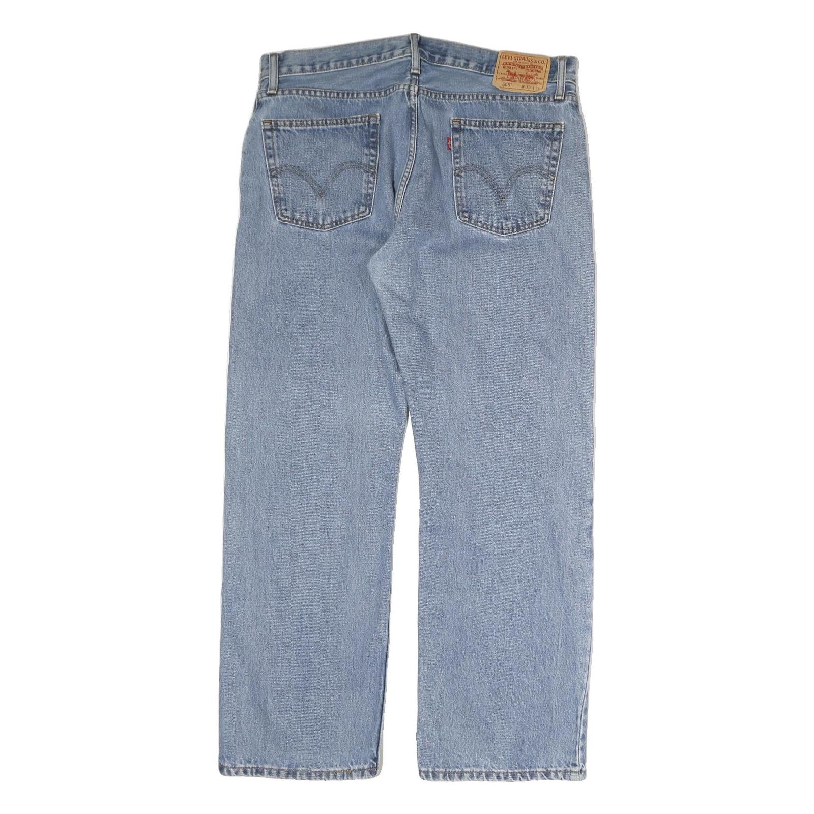 LEVI'S 505 Mens Jeans Blue Regular Straight Denim W36 L30 Classic Zip Fly