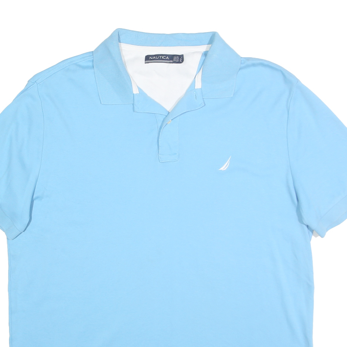NAUTICA Mens Blue Short Sleeve Plain L Cotton Polo Shirt Casual Classic