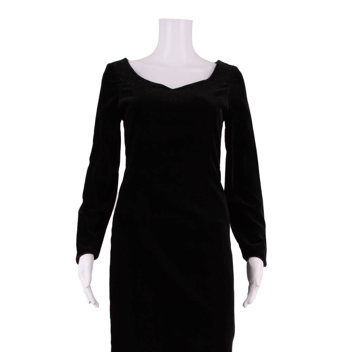 LAURA ASHLEY Womens Pencil Dress Black Velvet 90s Knee Length UK 8