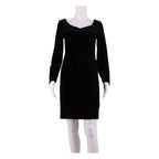 LAURA ASHLEY Womens Pencil Dress Black Velvet 90s Knee Length UK 8