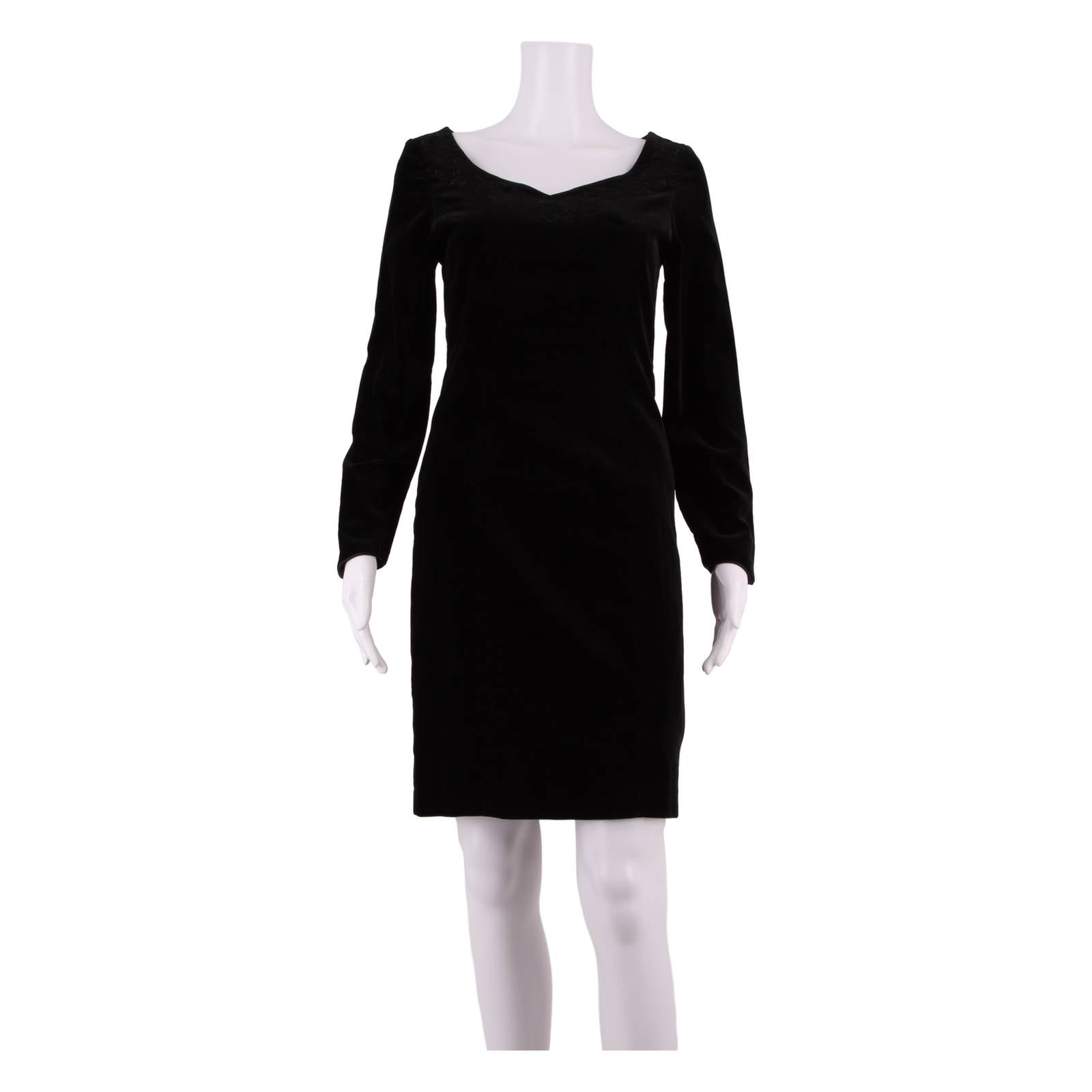 LAURA ASHLEY Womens Pencil Dress Black Velvet 90s Knee Length UK 8