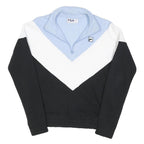 FILA Womens Blue & White & Black Cotton Blend Sweatshirt S Quarter Zip Casual