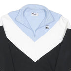 FILA Womens Blue & White & Black Cotton Blend Sweatshirt S Quarter Zip Casual