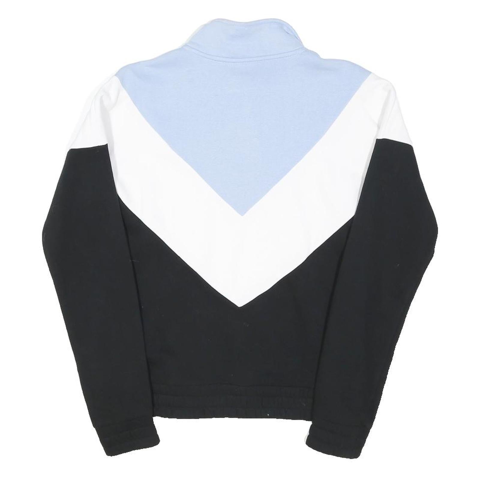 FILA Womens Blue & White & Black Cotton Blend Sweatshirt S Quarter Zip Casual