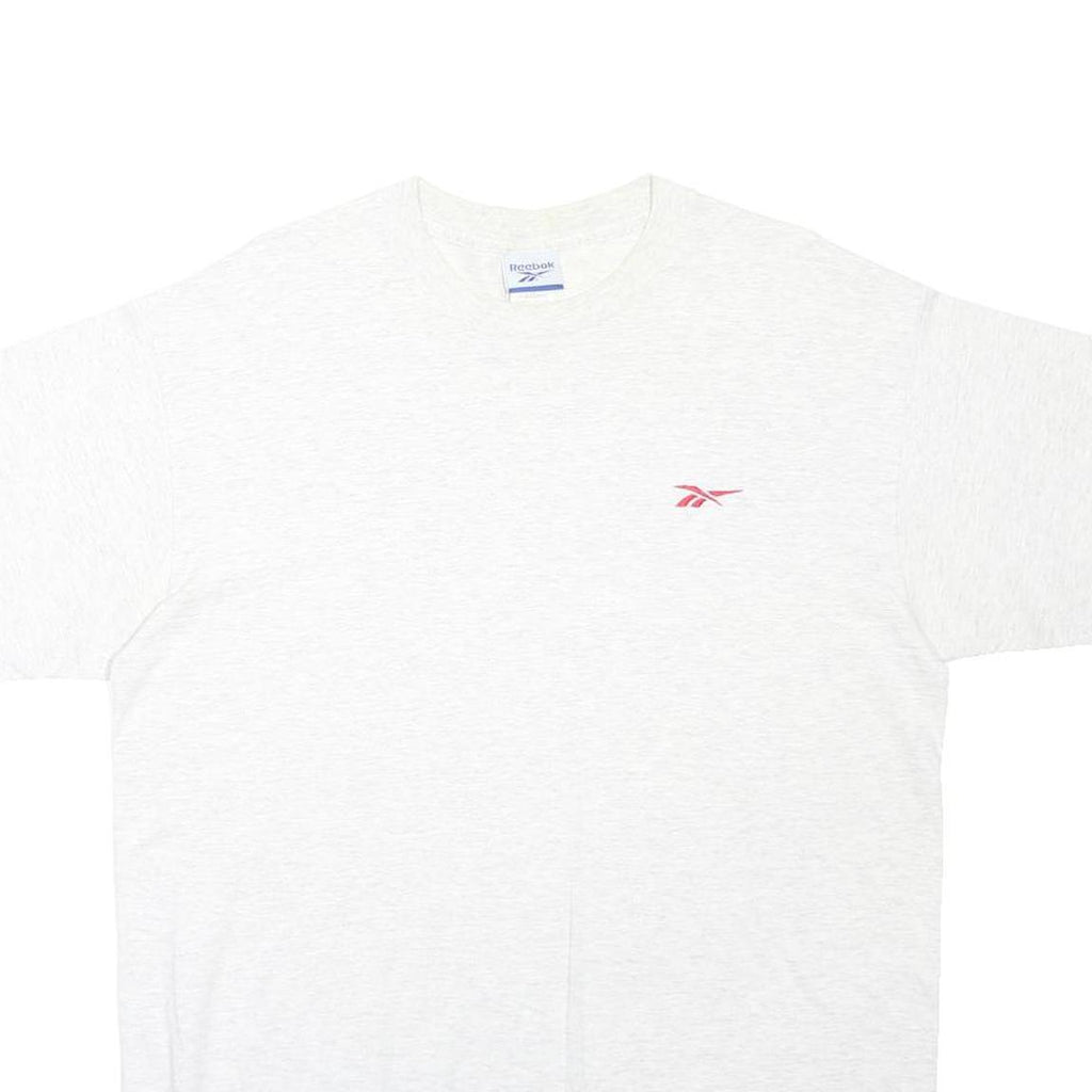 REEBOK Mens White Graphic T-Shirt L Short Sleeve Crew Neck Casual Sport