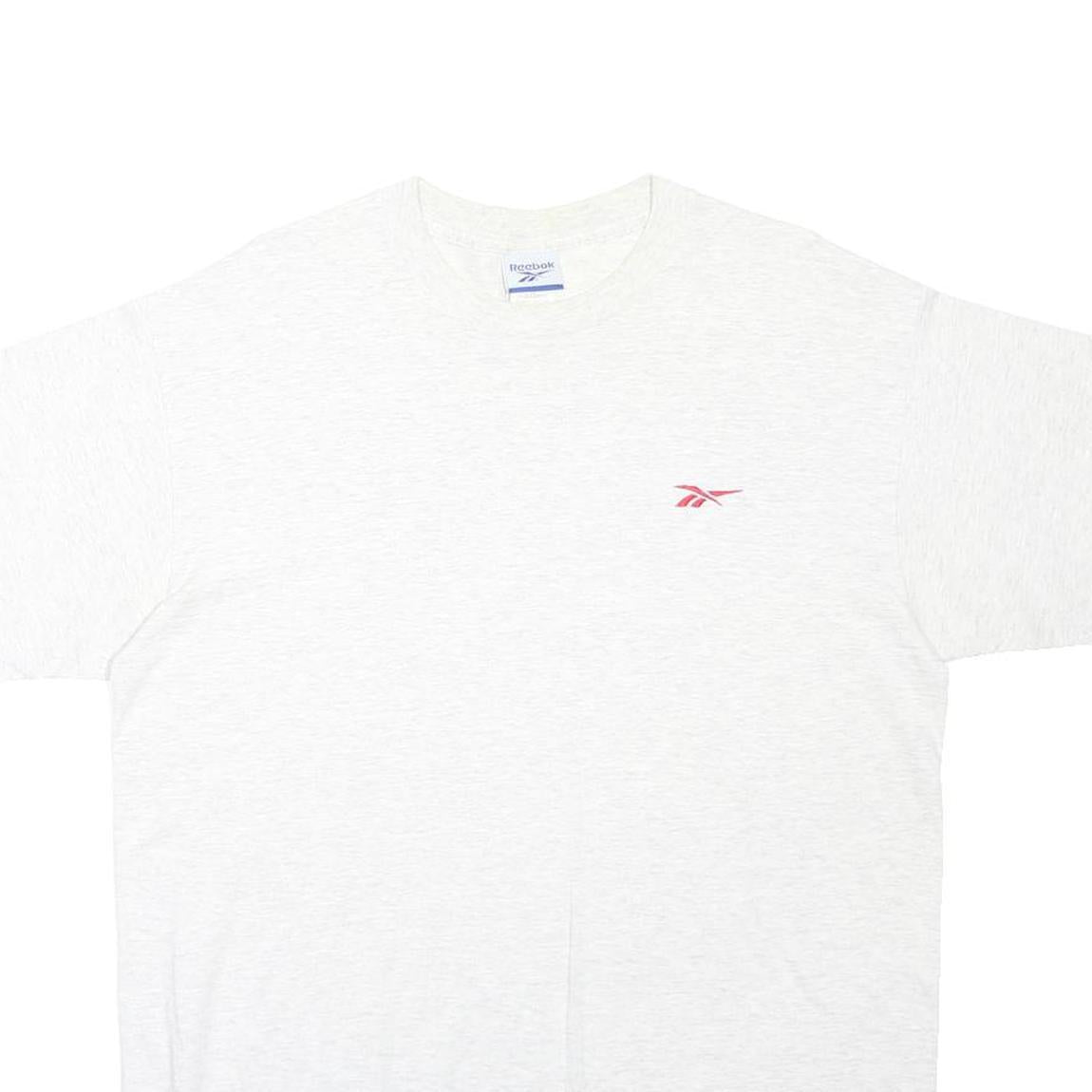 REEBOK Mens White Graphic T-Shirt L Short Sleeve Crew Neck Casual Sport