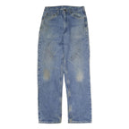 CARHARTT Mens Relaxed Blue Denim W32 L34 Straight Leg Cotton Zip Jeans Workwear