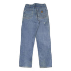 CARHARTT Mens Relaxed Blue Denim W32 L34 Straight Leg Cotton Zip Jeans Workwear