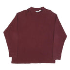 REEBOK Mens Maroon Long Sleeve Crew Neck Cotton Blend T-Shirt L Plain Classic