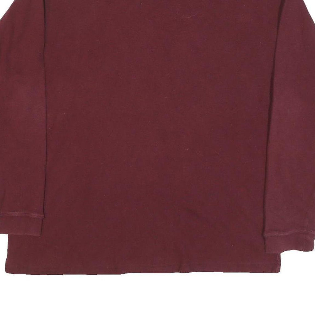 REEBOK Mens Maroon Long Sleeve Crew Neck Cotton Blend T-Shirt L Plain Classic