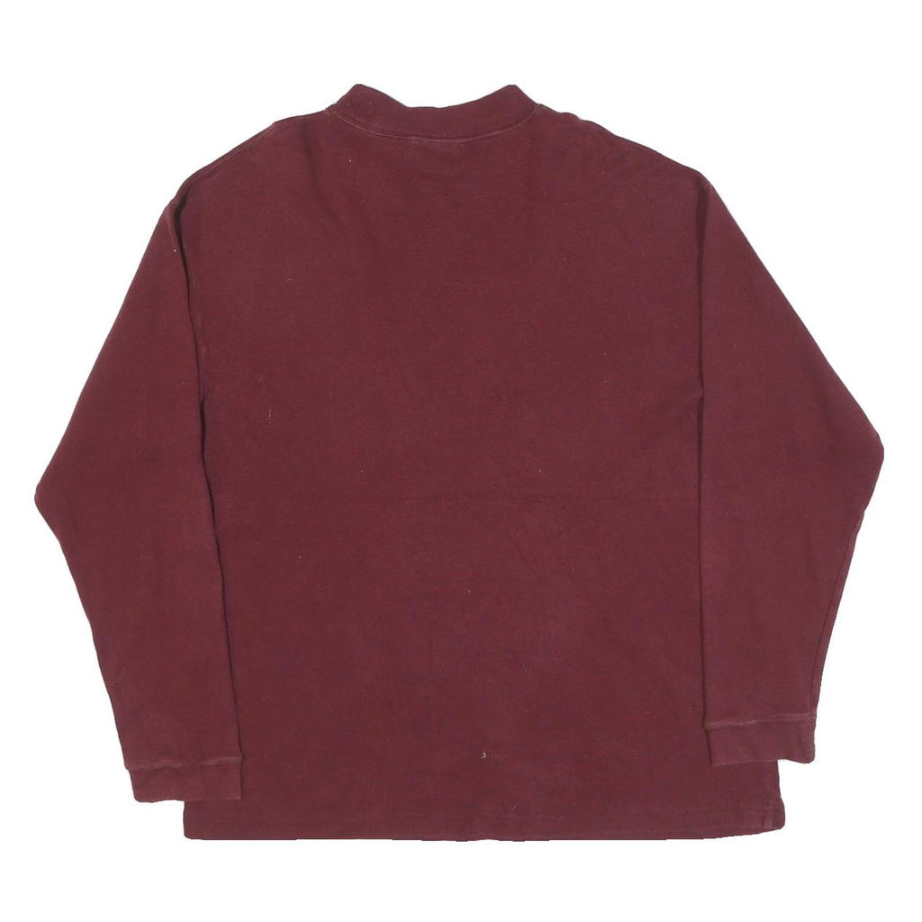REEBOK Mens Maroon Long Sleeve Crew Neck Cotton Blend T-Shirt L Plain Classic