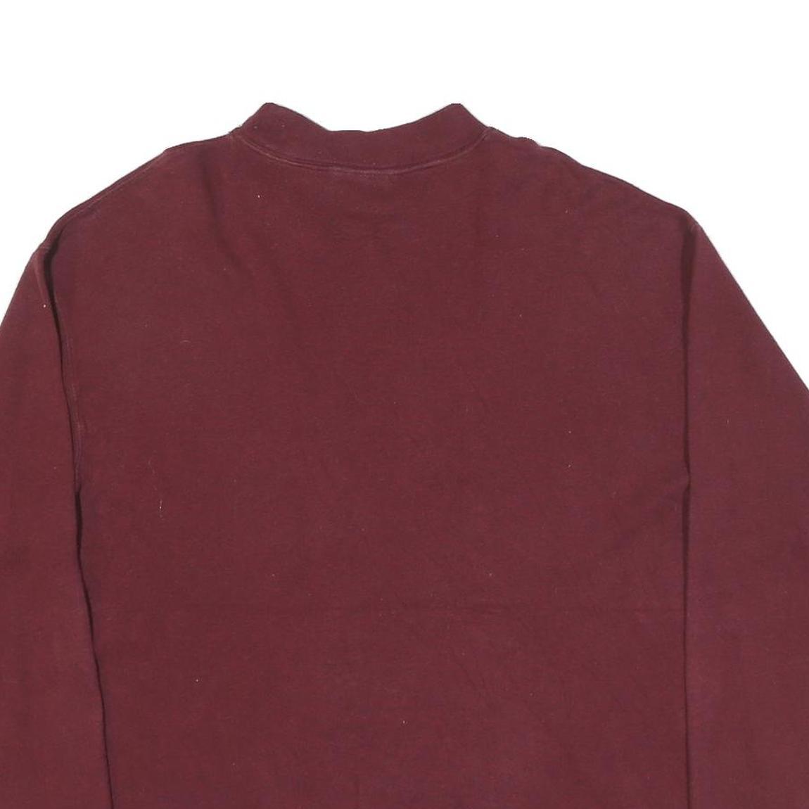 REEBOK Mens Maroon Long Sleeve Crew Neck Cotton Blend T-Shirt L Plain Classic
