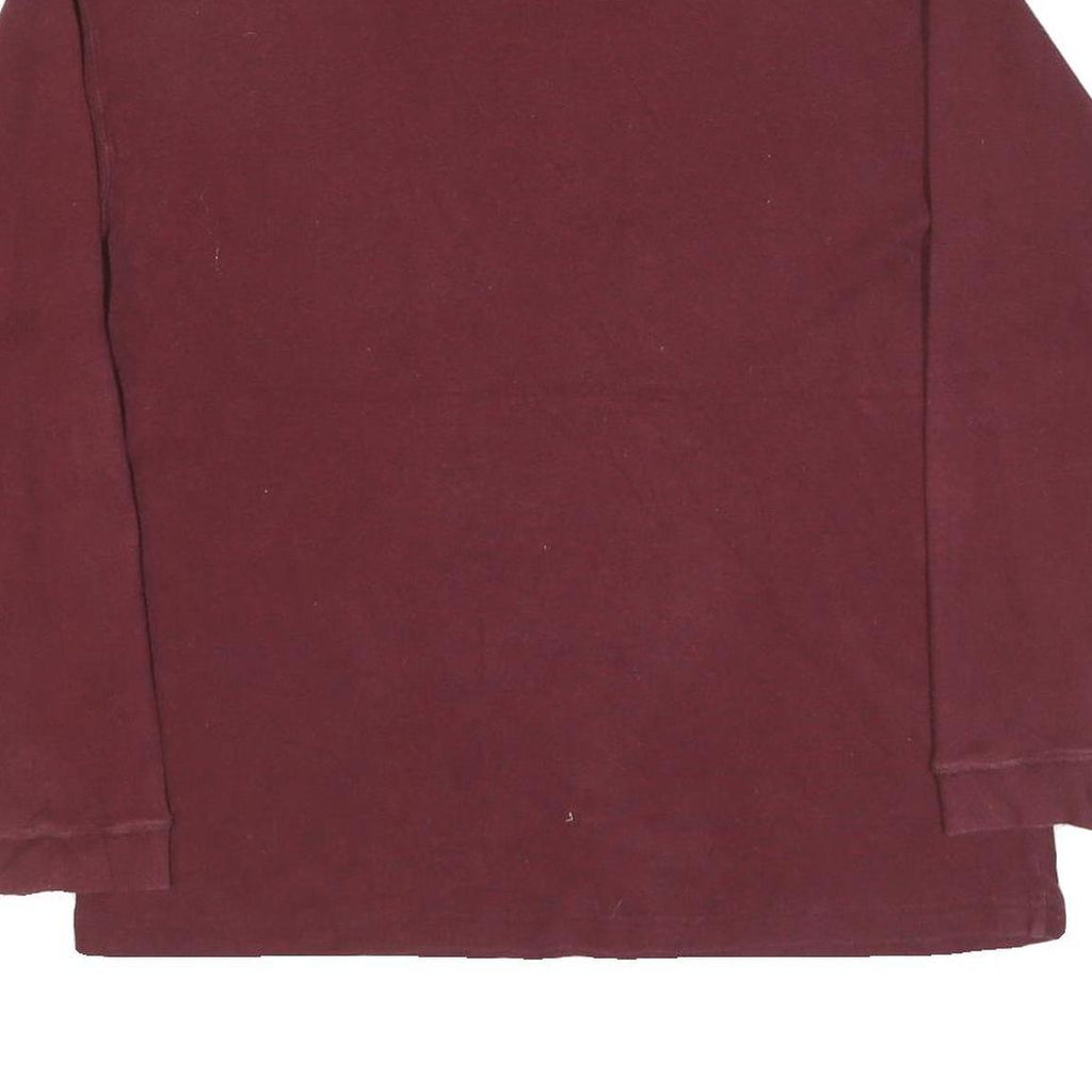 REEBOK Mens Maroon Long Sleeve Crew Neck Cotton Blend T-Shirt L Plain Classic