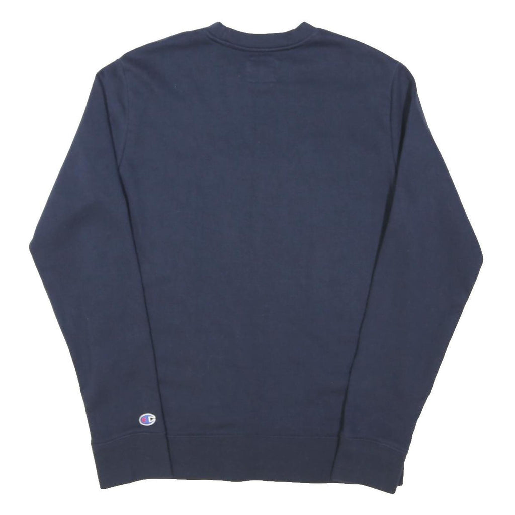 CHAMPION Mens Blue Crew Neck S Sweatshirt Cotton Blend Logo Pullover Casual