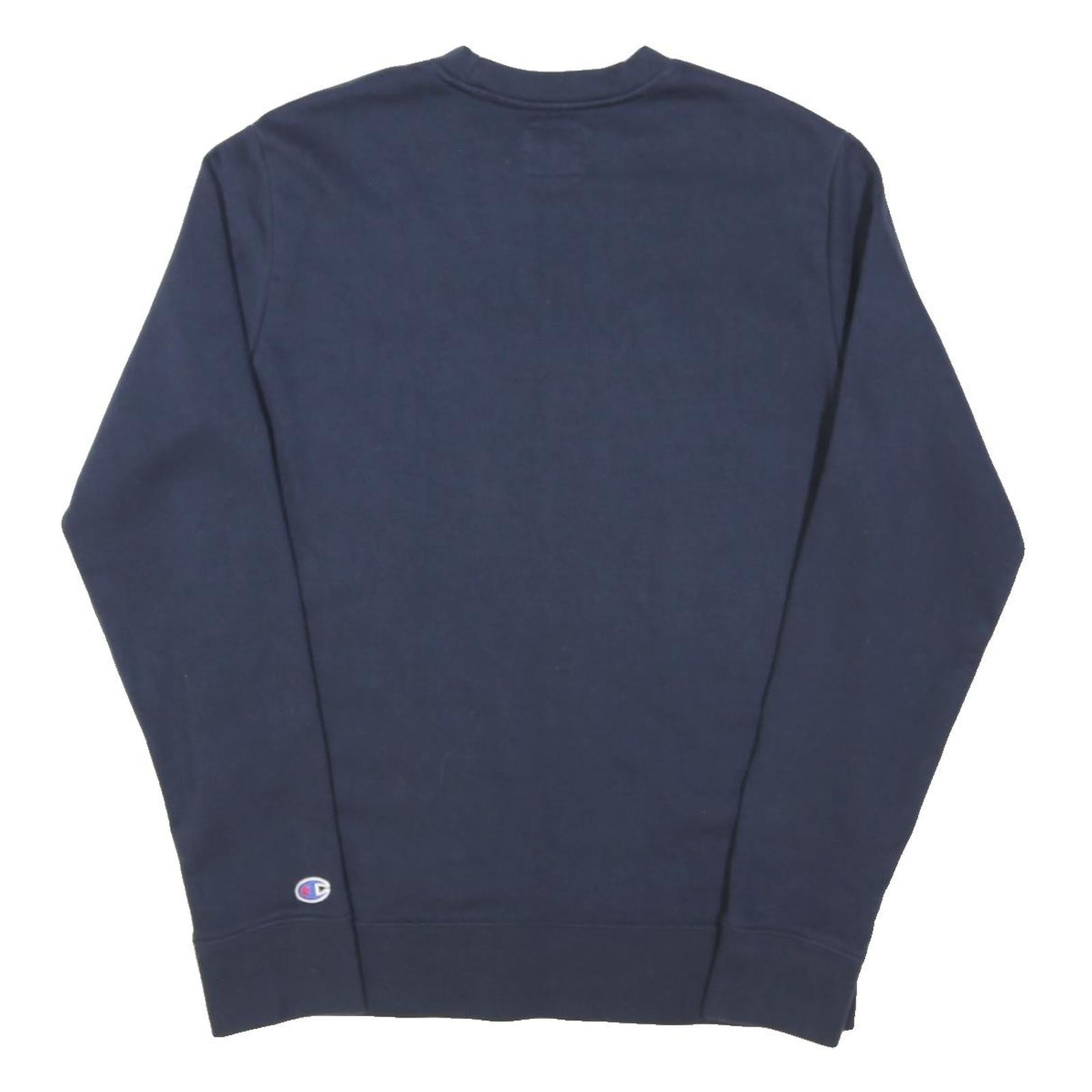 CHAMPION Mens Blue Crew Neck S Sweatshirt Cotton Blend Logo Pullover Casual