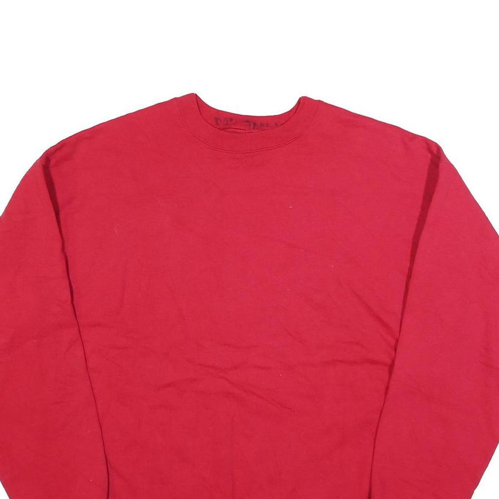 HANES Mens Red Sweatshirt Crew Neck L Plain Cotton Blend Pullover Casual