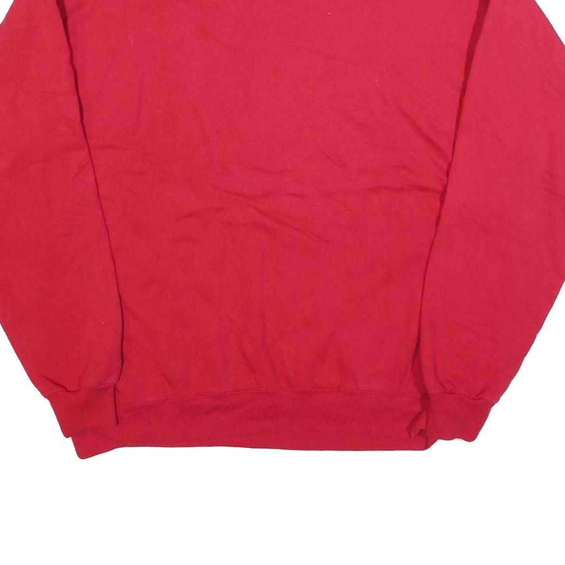 HANES Mens Red Sweatshirt Crew Neck L Plain Cotton Blend Pullover Casual