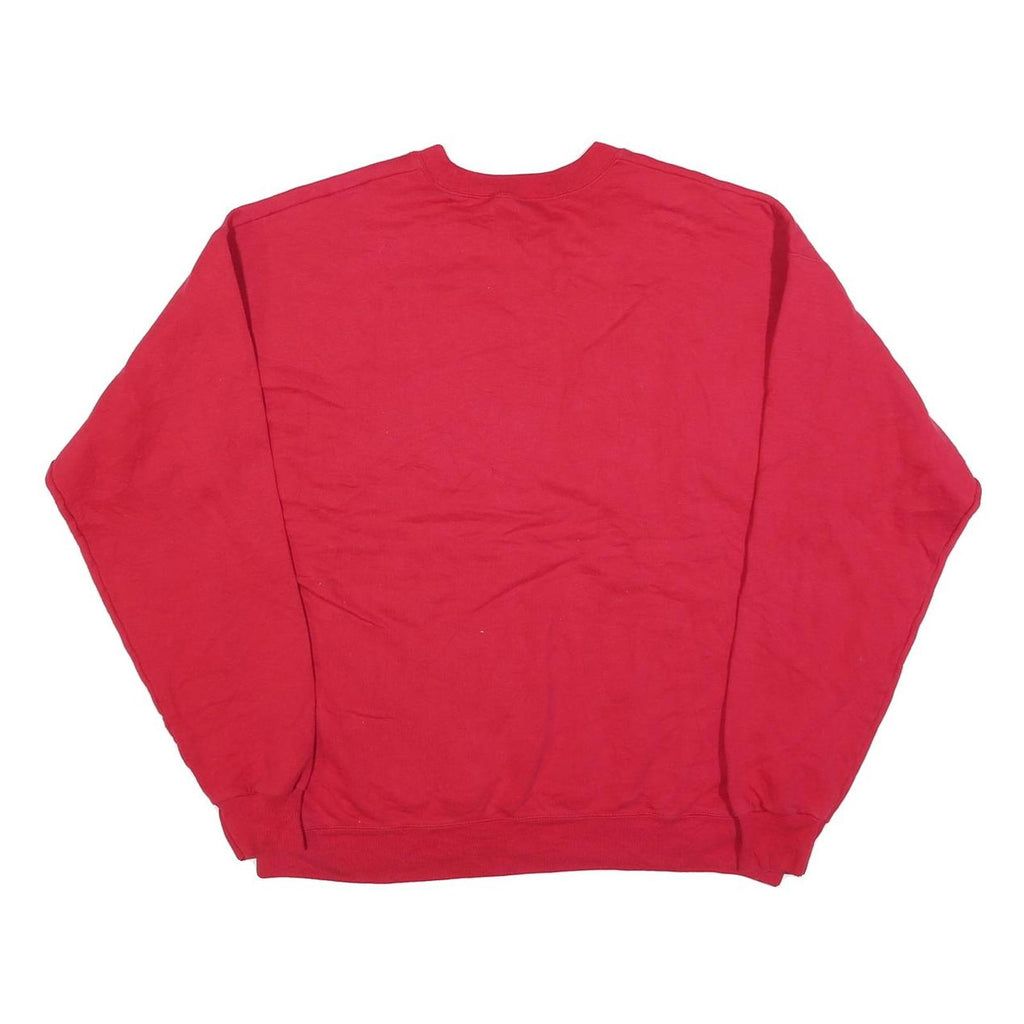 HANES Mens Red Sweatshirt Crew Neck L Plain Cotton Blend Pullover Casual