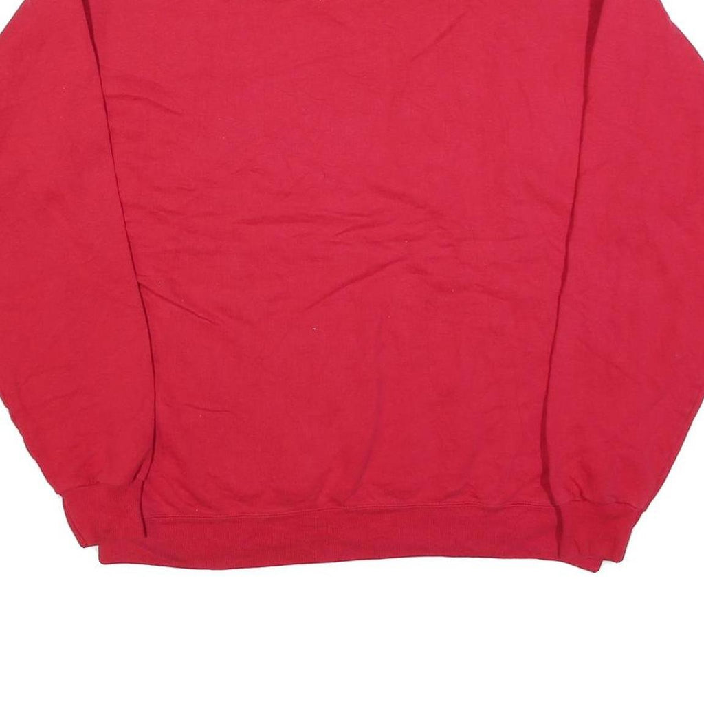 HANES Mens Red Sweatshirt Crew Neck L Plain Cotton Blend Pullover Casual