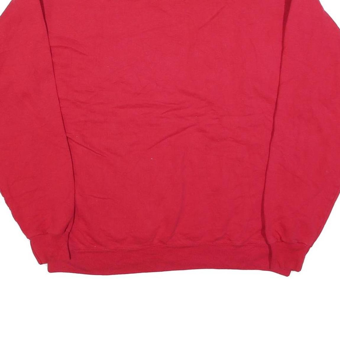 HANES Mens Red Sweatshirt Crew Neck L Plain Cotton Blend Pullover Casual