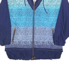 LETS JET Womens Blue Patterned Zip Jacket XL Polyester Blend Casual Wear
