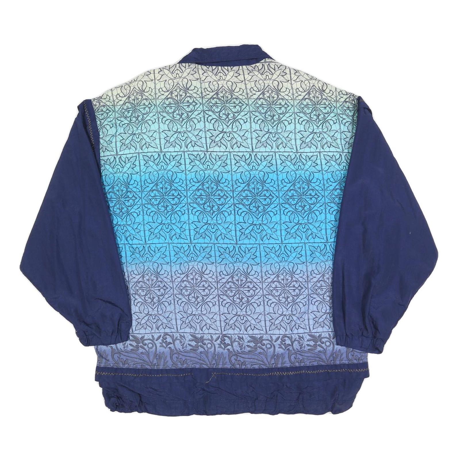 LETS JET Womens Blue Patterned Zip Jacket XL Polyester Blend Casual Wear