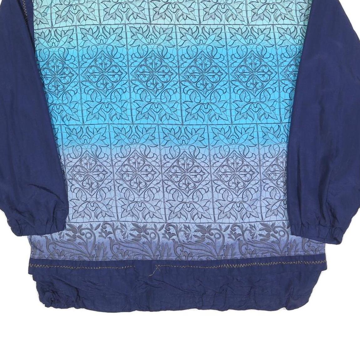 LETS JET Womens Blue Patterned Zip Jacket XL Polyester Blend Casual Wear