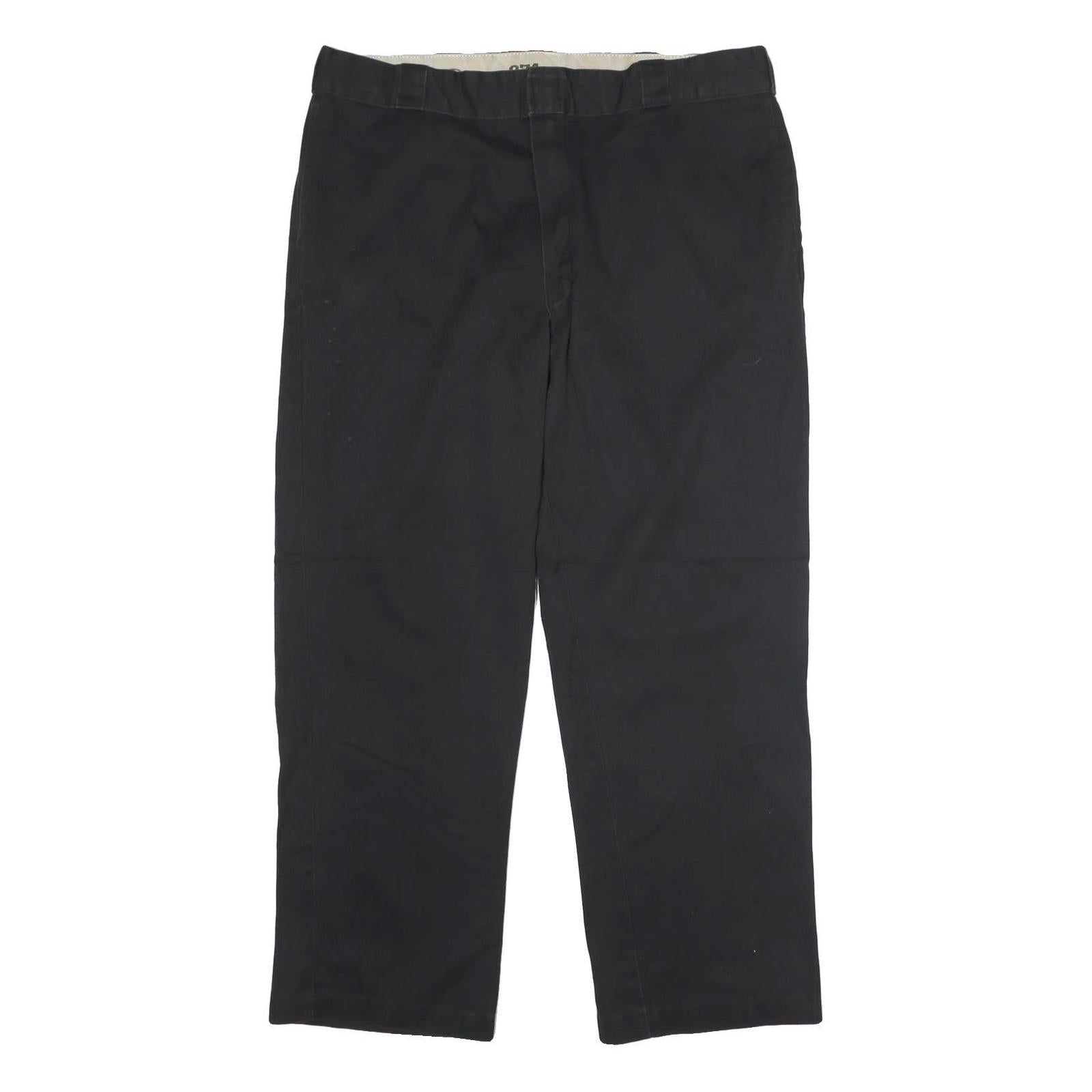 DICKIES Mens Polyester Blend Black Classic Straight Trousers W40 L30 Workwear