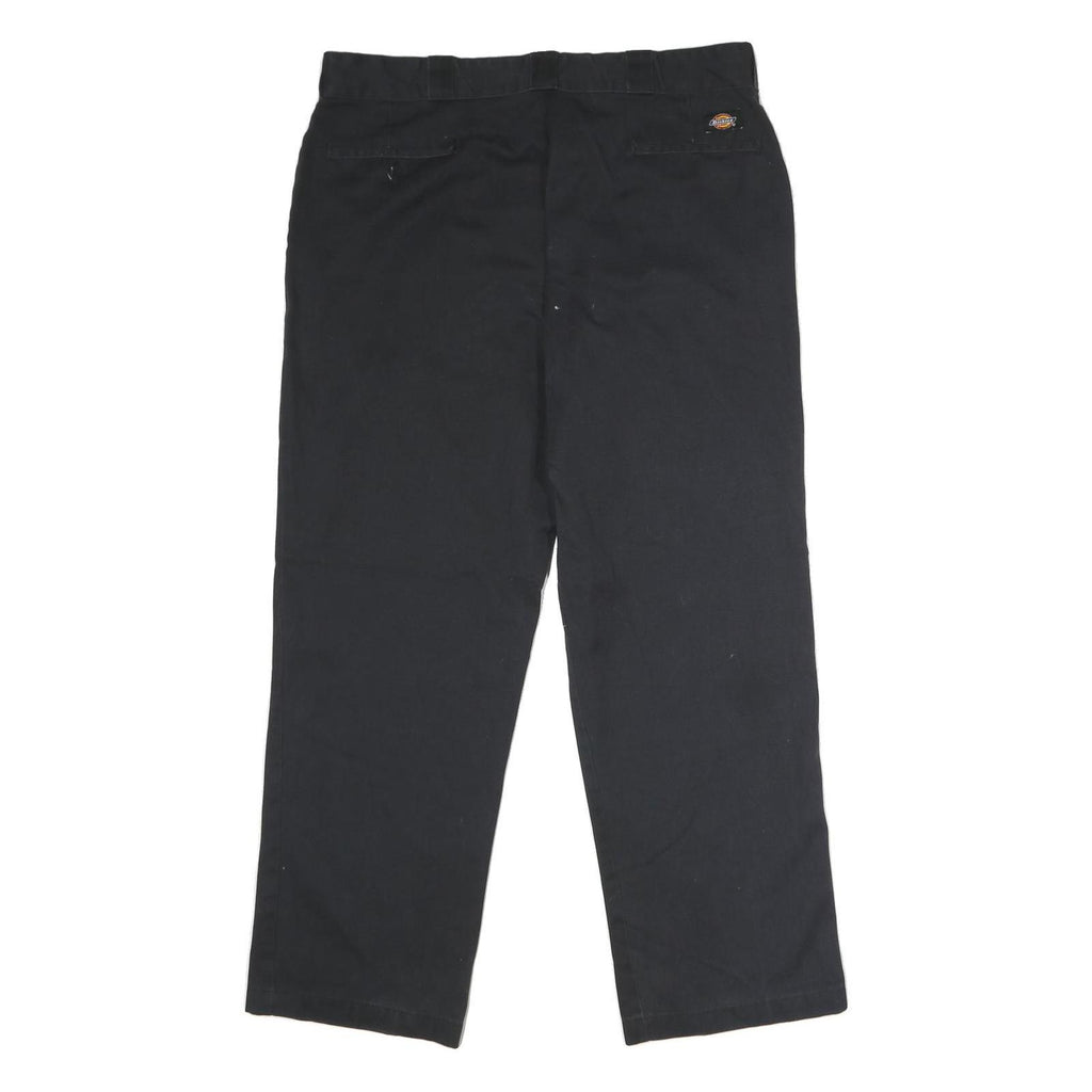 DICKIES Mens Polyester Blend Black Classic Straight Trousers W40 L30 Workwear