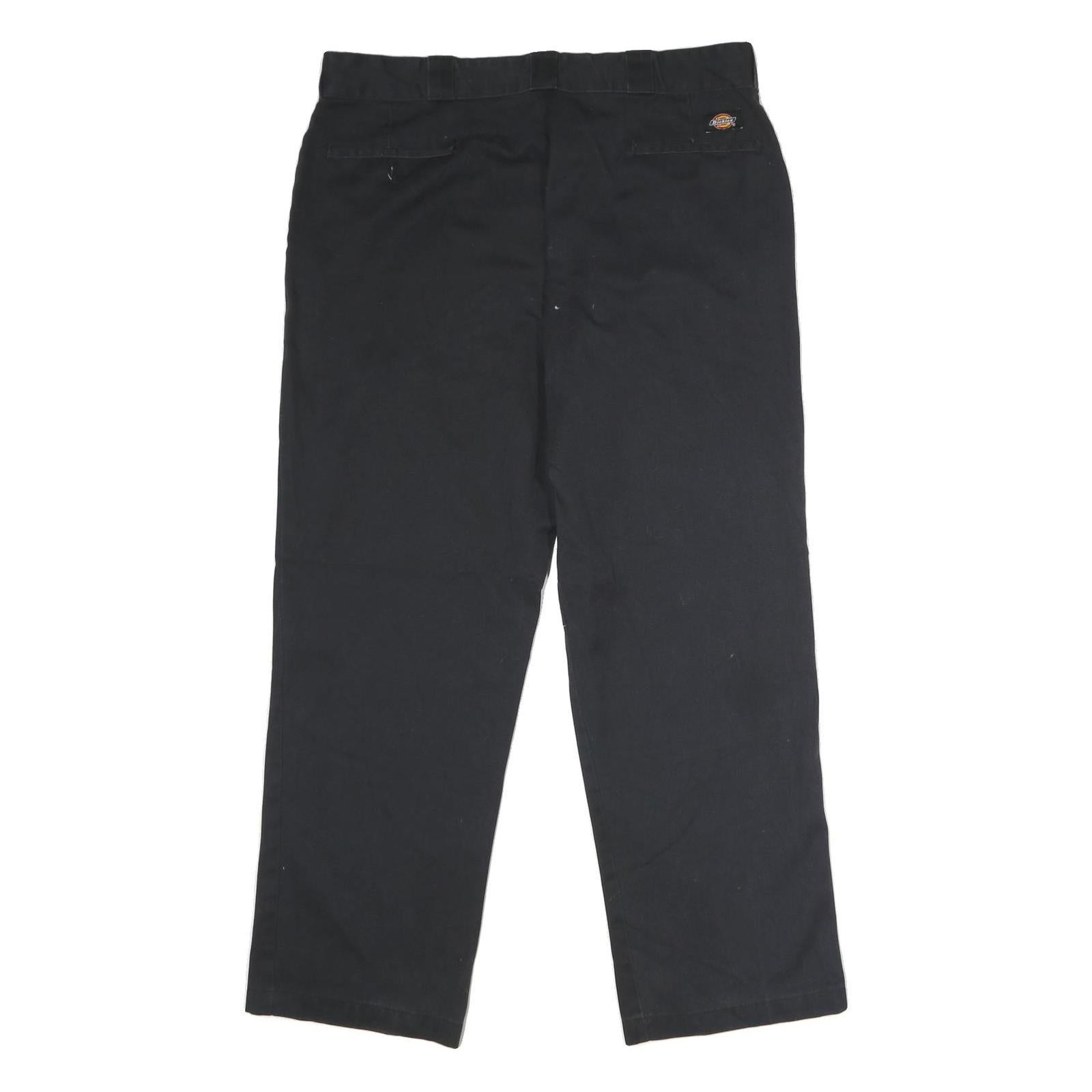 DICKIES Mens Polyester Blend Black Classic Straight Trousers W40 L30 Workwear
