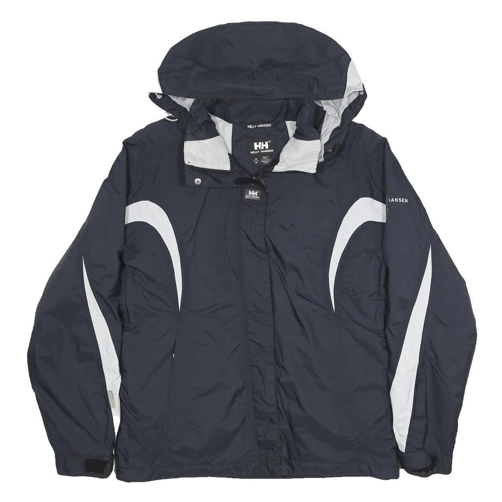 HELLY HANSEN Womens Navy Blue Nylon Outdoor Jacket M Zip Hooded Plain