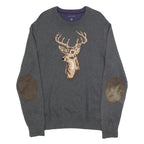 TOMMY HILFIGER Mens Grey & Purple Deer Pattern Cotton Jumper Crew Neck Basic